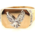 Diamond & 9ct Yellow Gold Ring with 9ct White Gold Eagle