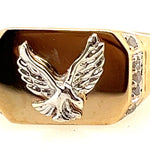 Diamond & 9ct Yellow Gold Ring with 9ct White Gold Eagle