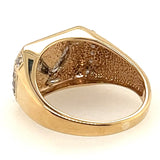 Diamond & 9ct Yellow Gold Ring with 9ct White Gold Eagle