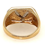 Diamond & 9ct Yellow Gold Ring with 9ct White Gold Eagle