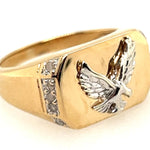 Diamond & 9ct Yellow Gold Ring with 9ct White Gold Eagle