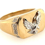 Diamond & 9ct Yellow Gold Ring with 9ct White Gold Eagle