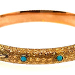 9ct Yellow Gold Turquoise & Seed Pearl Antique Bangle Circa 1900