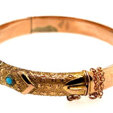 9ct Yellow Gold Turquoise & Seed Pearl Antique Bangle Circa 1900