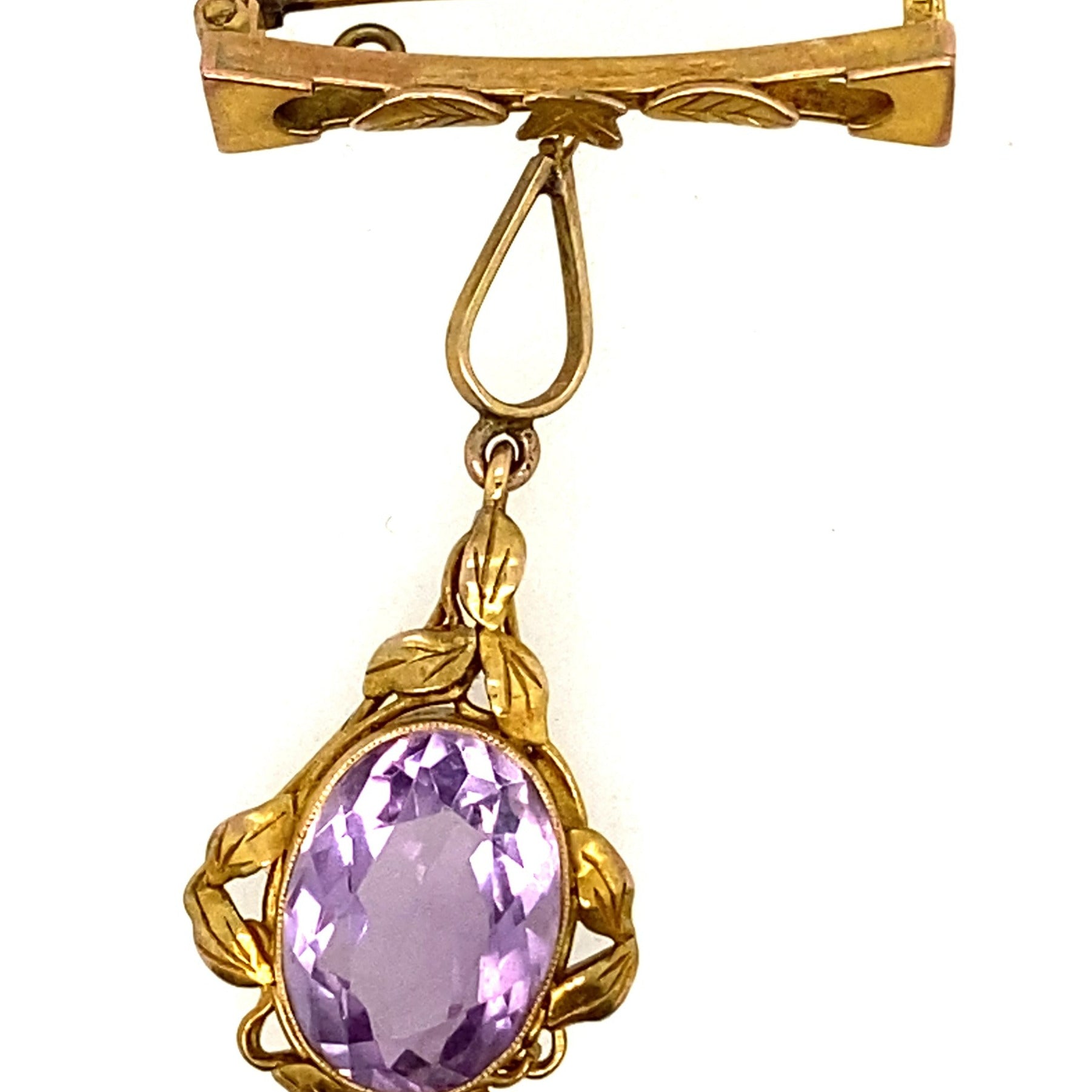 9ct Yellow Gold Single Stone Amethyst Antique Brooch Circa 1900