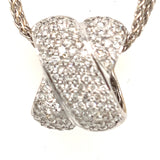 18ct White Gold & Diamond 'X' Shape Pendant with 18ct Three Strand Twist Chain Necklace