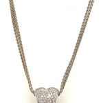 18ct White Gold & Diamond 'X' Shape Pendant with 18ct Three Strand Twist Chain Necklace