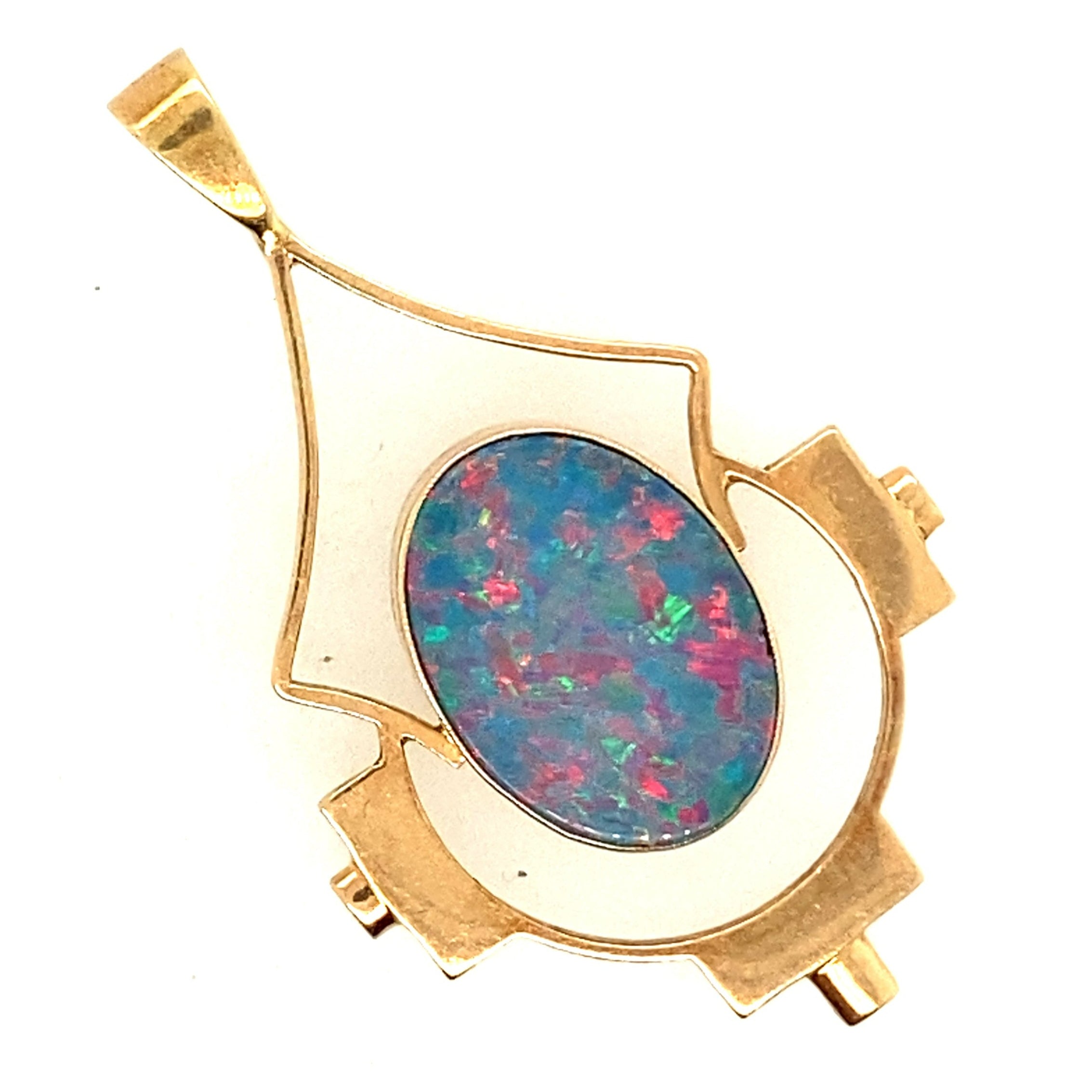 15ct Yellow Gold & Opal Handmade Vintage Pendant
