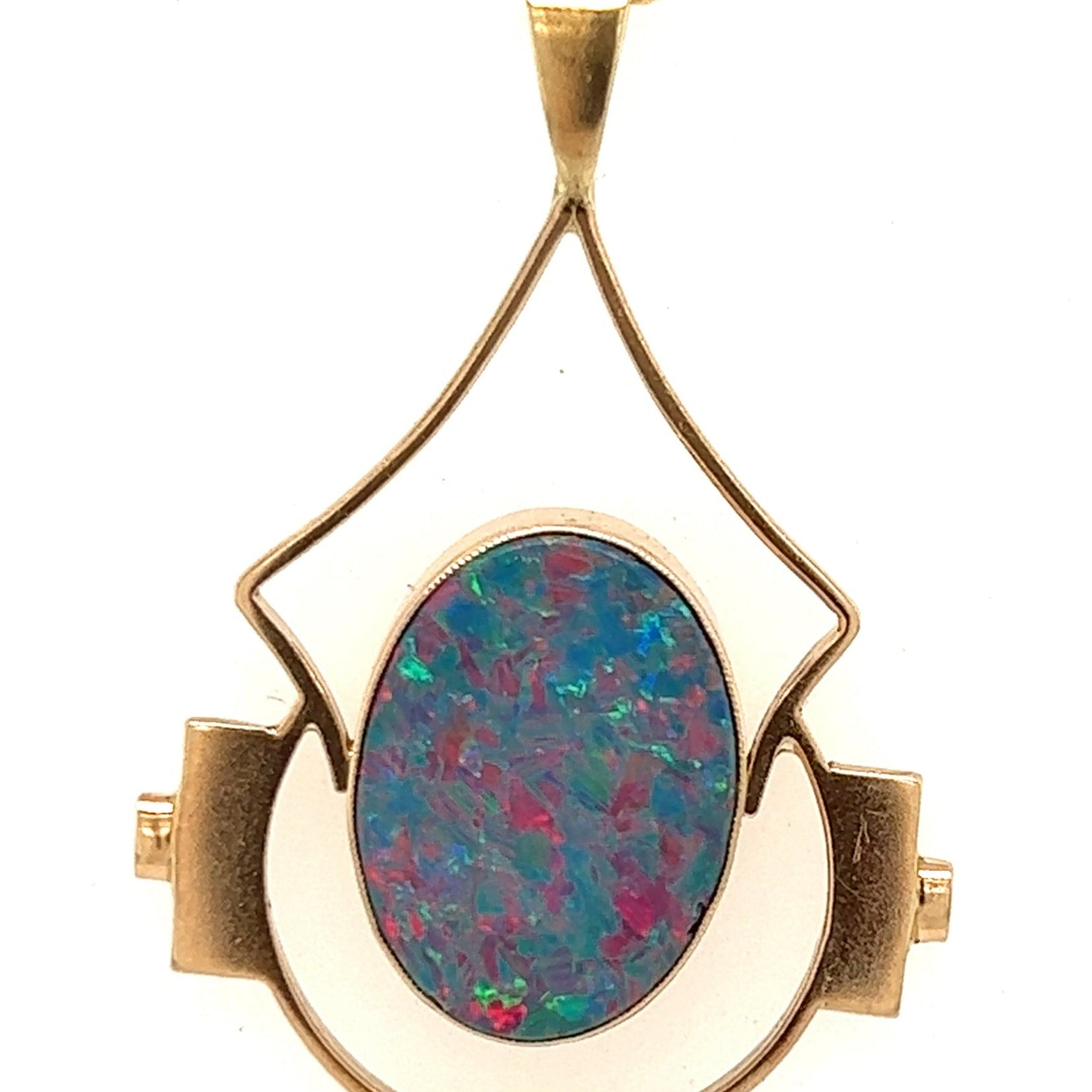 15ct Yellow Gold & Opal Handmade Vintage Pendant