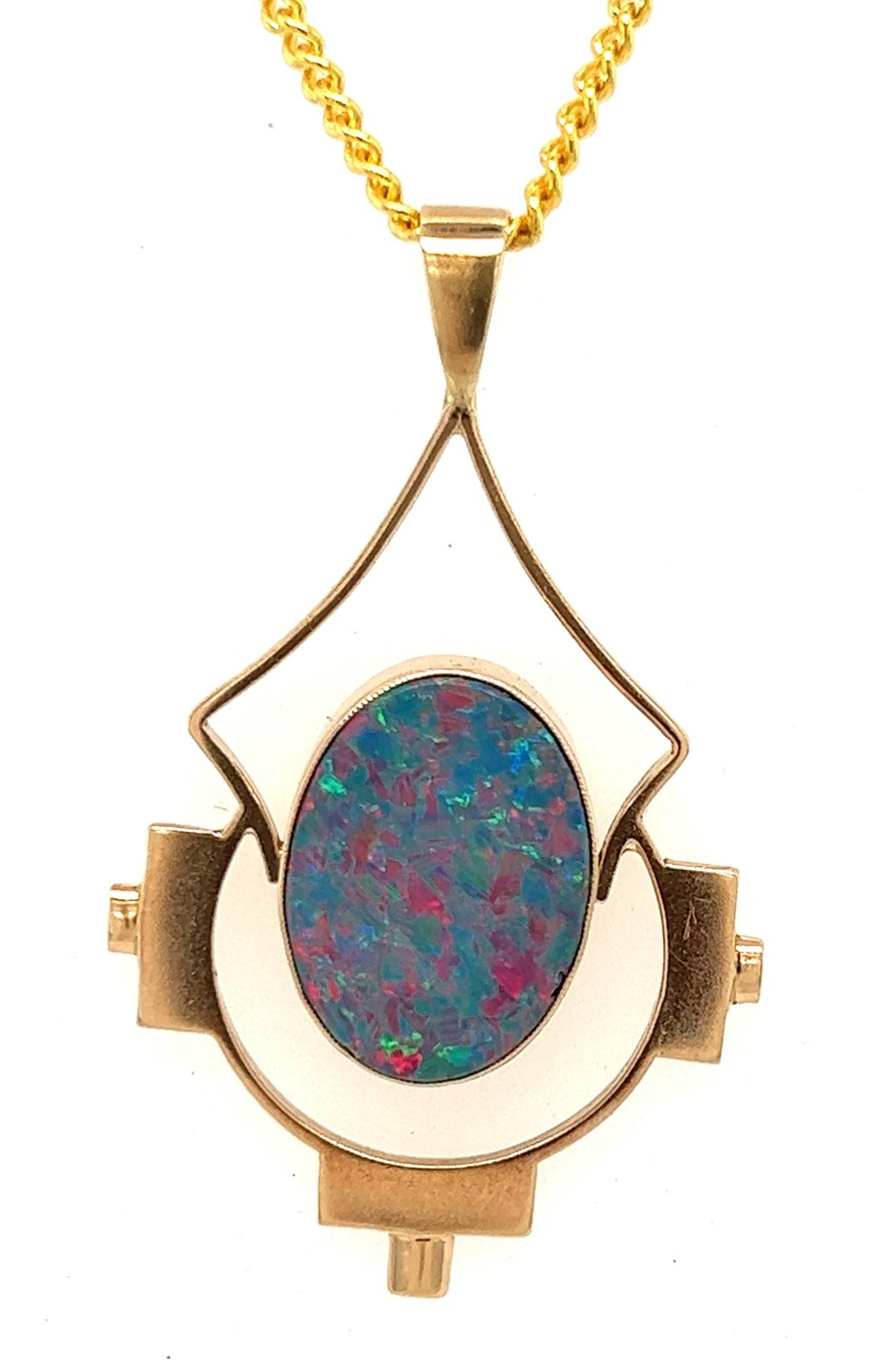 15ct Yellow Gold & Opal Handmade Vintage Pendant