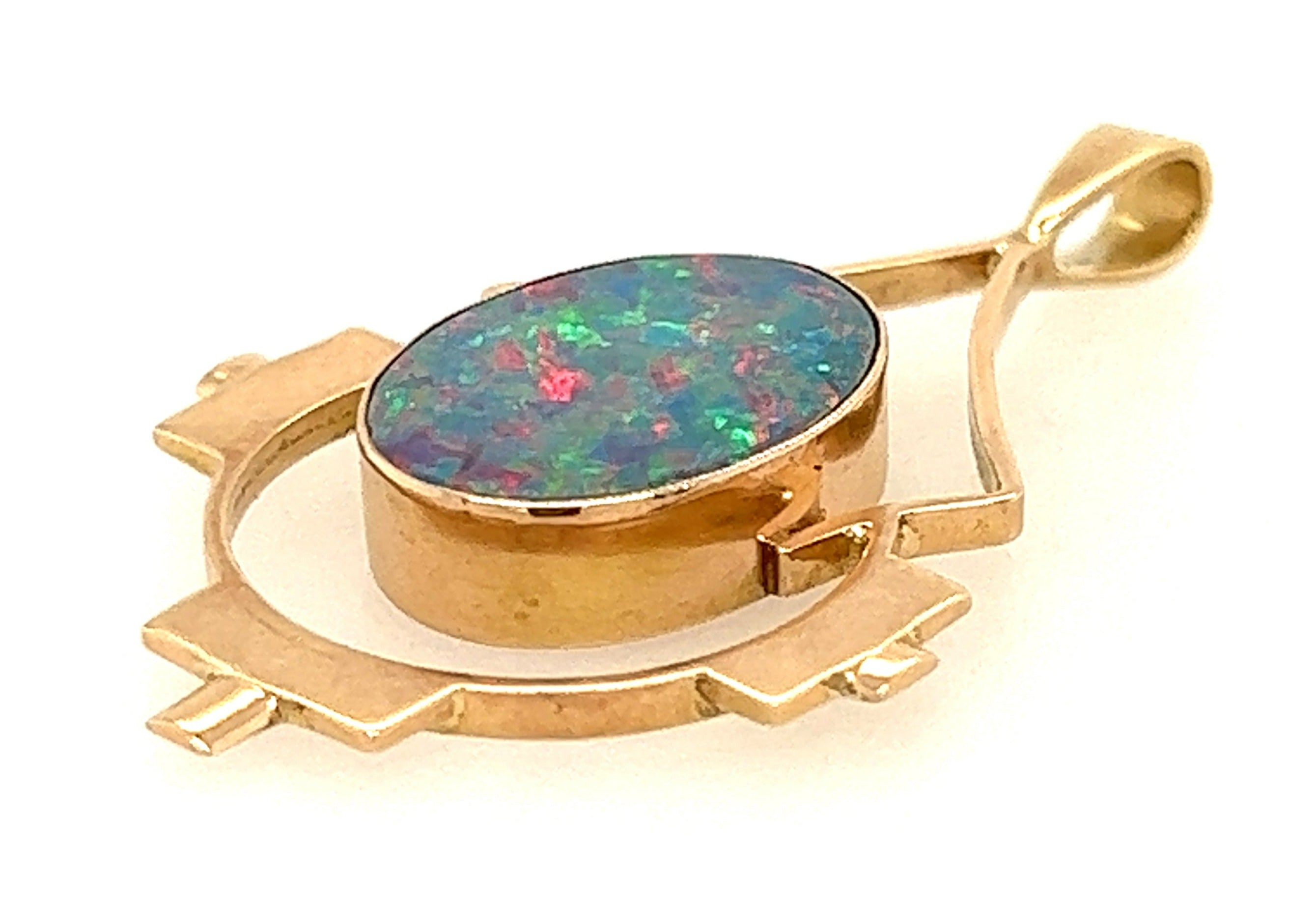 15ct Yellow Gold & Opal Handmade Vintage Pendant