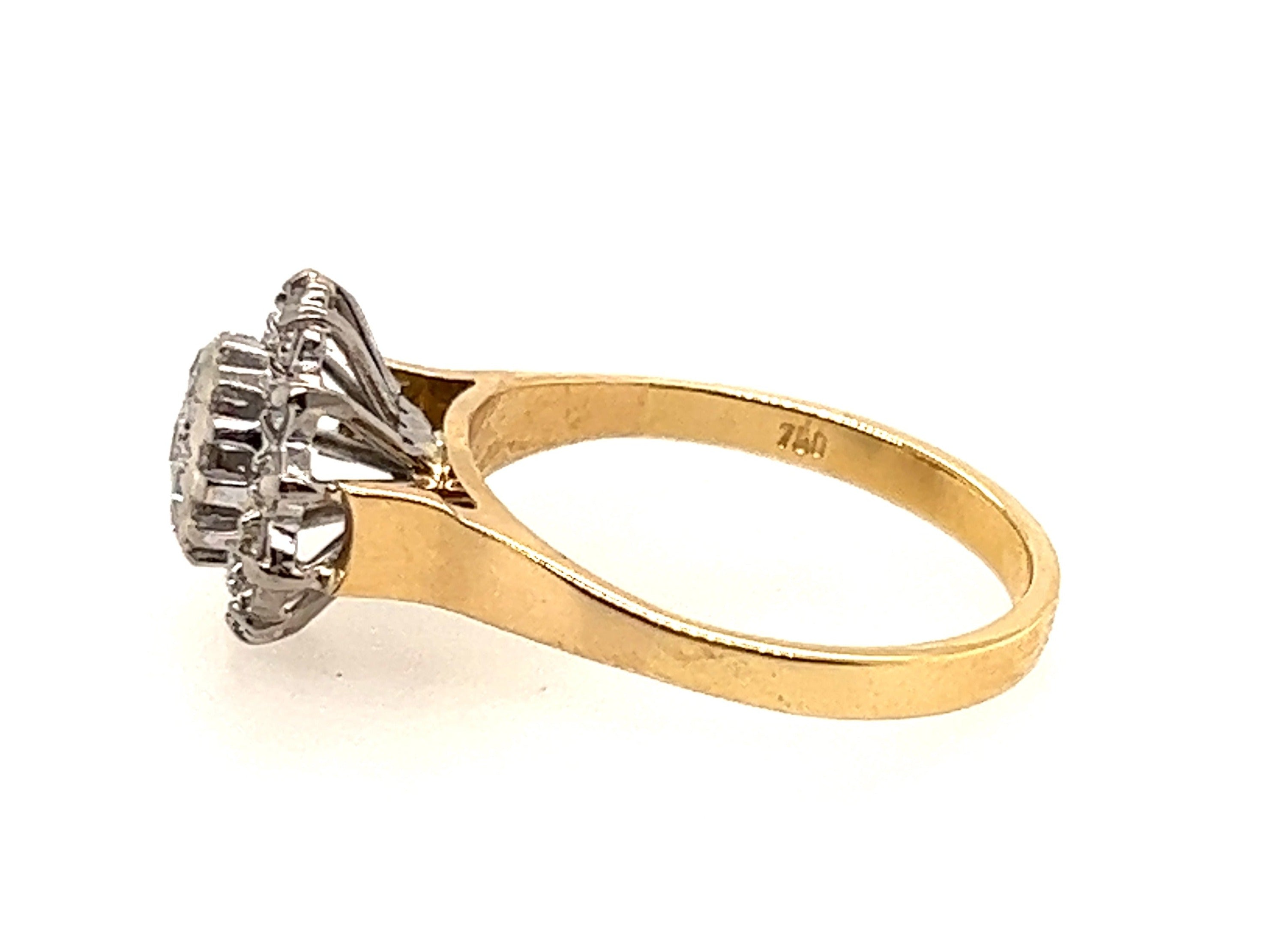 18ct Yellow & White Gold Diamond Halo Ring