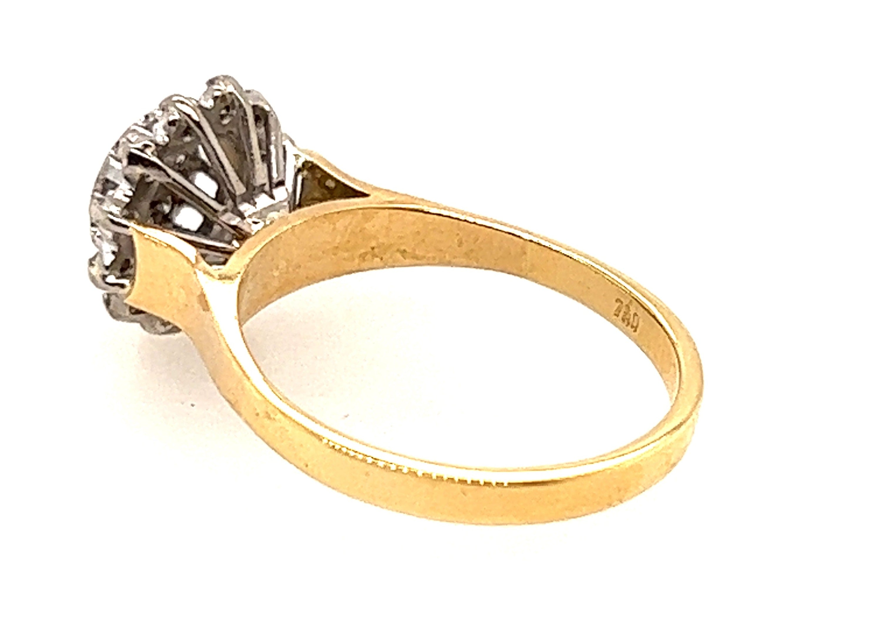18ct Yellow & White Gold Diamond Halo Ring