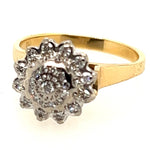 18ct Yellow & White Gold Diamond Halo Ring
