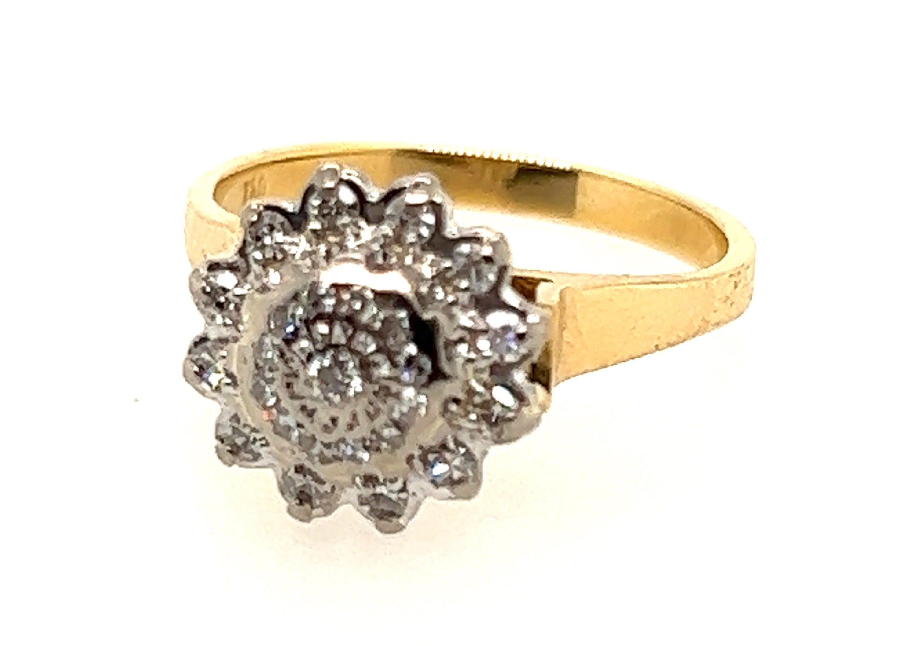 18ct Yellow & White Gold Diamond Halo Ring