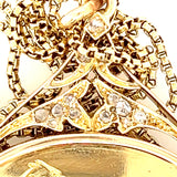 Elegant 14ct Yellow Gold, Mother of Pearl, and Diamond Pendant with Horse Engraving – A Luxurious Piece
