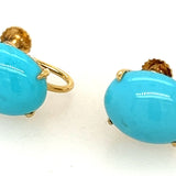 14ct Yellow Gold & Turquoise Screw Back Earrings