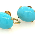14ct Yellow Gold & Turquoise Screw Back Earrings