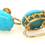14ct Yellow Gold & Turquoise Screw Back Earrings