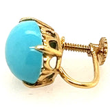 14ct Yellow Gold & Turquoise Screw Back Earrings