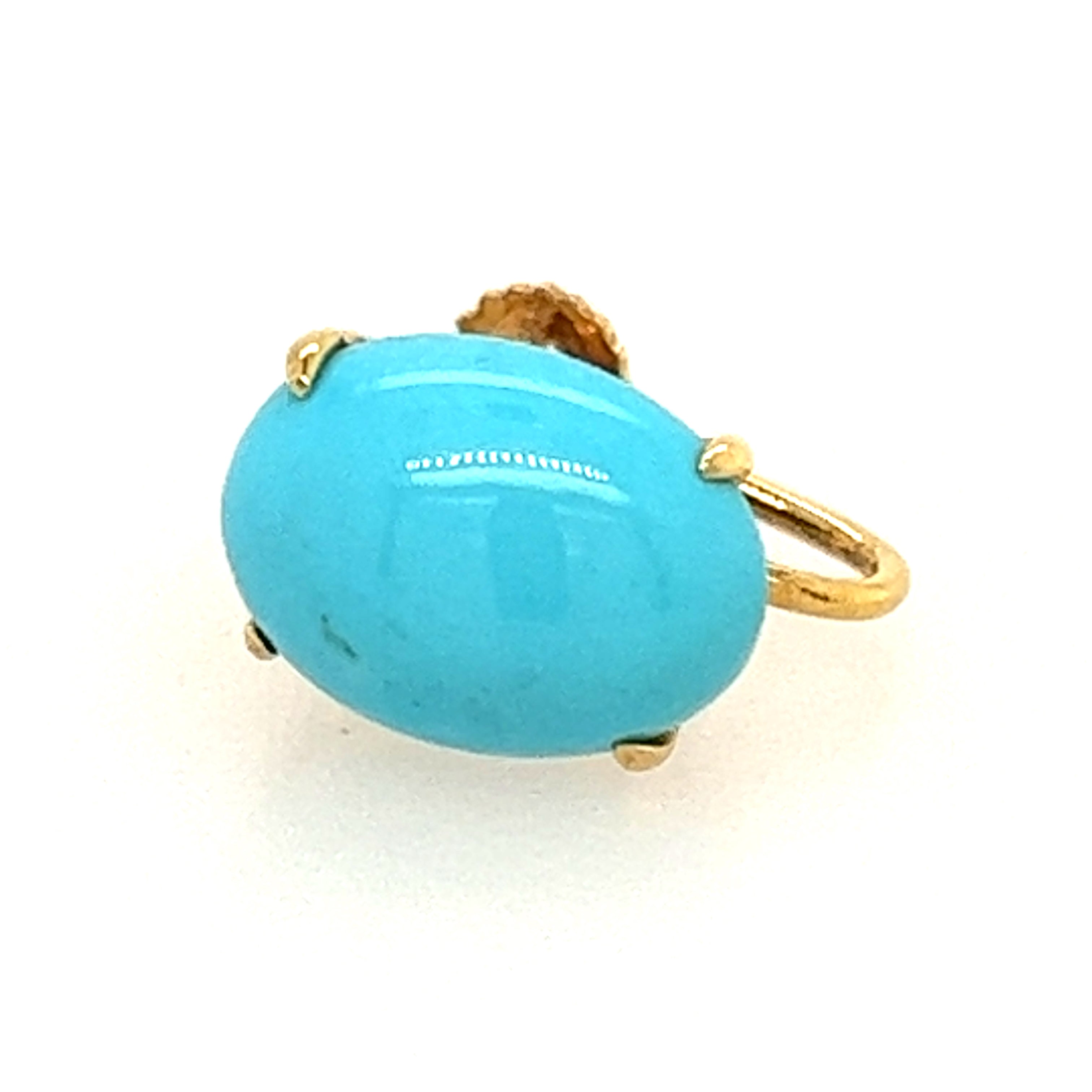 14ct Yellow Gold & Turquoise Screw Back Earrings