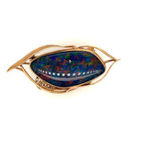 EXQUISITE 14CT YELLOW GOLD SINGLE STONE OPAL TRIPLET BROOCH