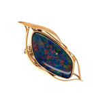 EXQUISITE 14CT YELLOW GOLD SINGLE STONE OPAL TRIPLET BROOCH