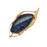 EXQUISITE 14CT YELLOW GOLD SINGLE STONE OPAL TRIPLET BROOCH