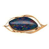 EXQUISITE 14CT YELLOW GOLD SINGLE STONE OPAL TRIPLET BROOCH