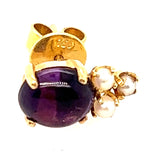 STUNNING 18CT YELLOW GOLD AMETHYST & CULTURED PEARL STUD EARRINGS