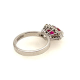 STUNNING 14CT WHITE GOLD 13 STONE SYNTHETIC RUBY & DIAMOND CLUSTER RING