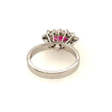 STUNNING 14CT WHITE GOLD 13 STONE SYNTHETIC RUBY & DIAMOND CLUSTER RING