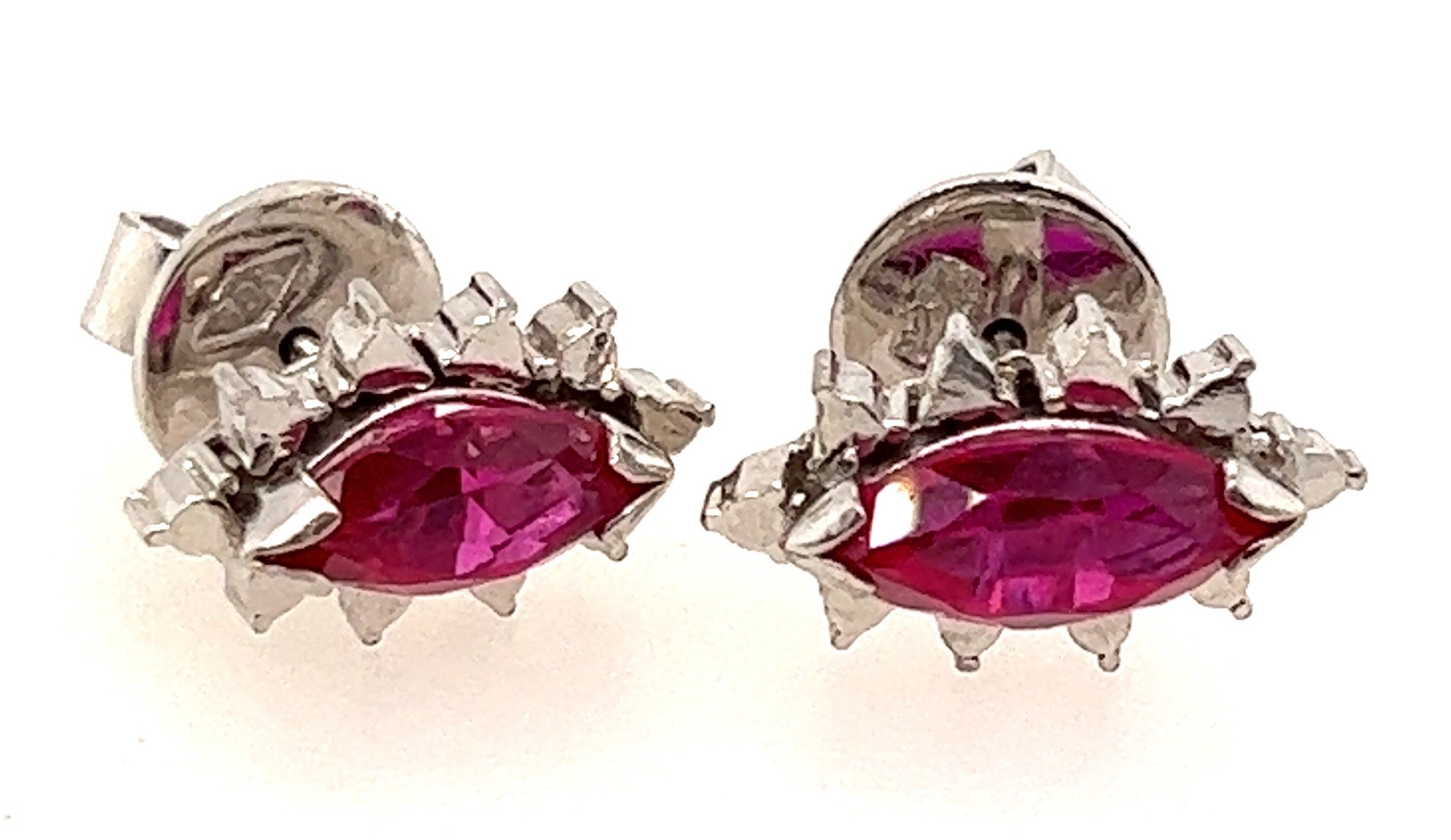 14ct White Gold & Ruby Handmade Stud Earrings
