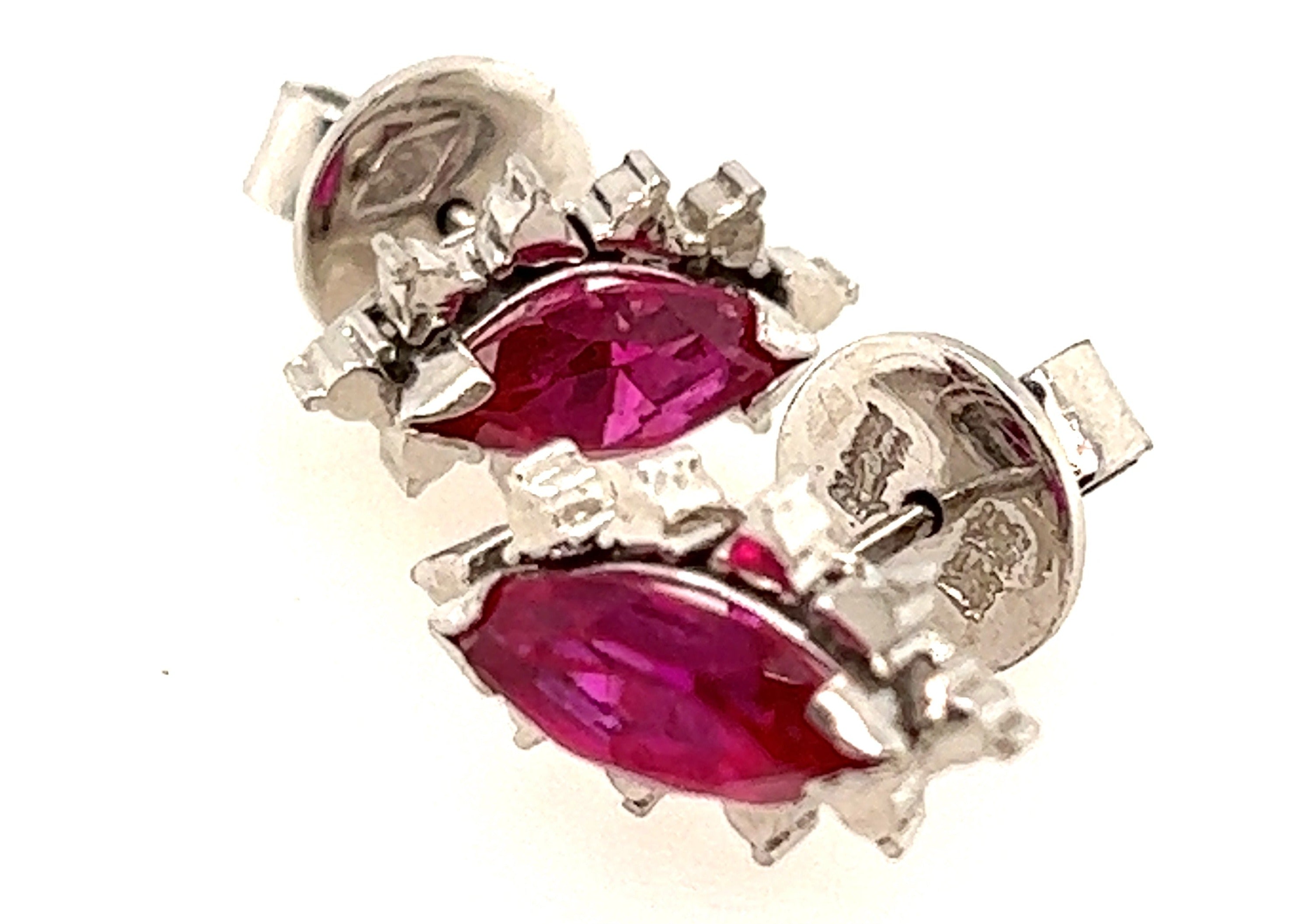14ct White Gold & Ruby Handmade Stud Earrings