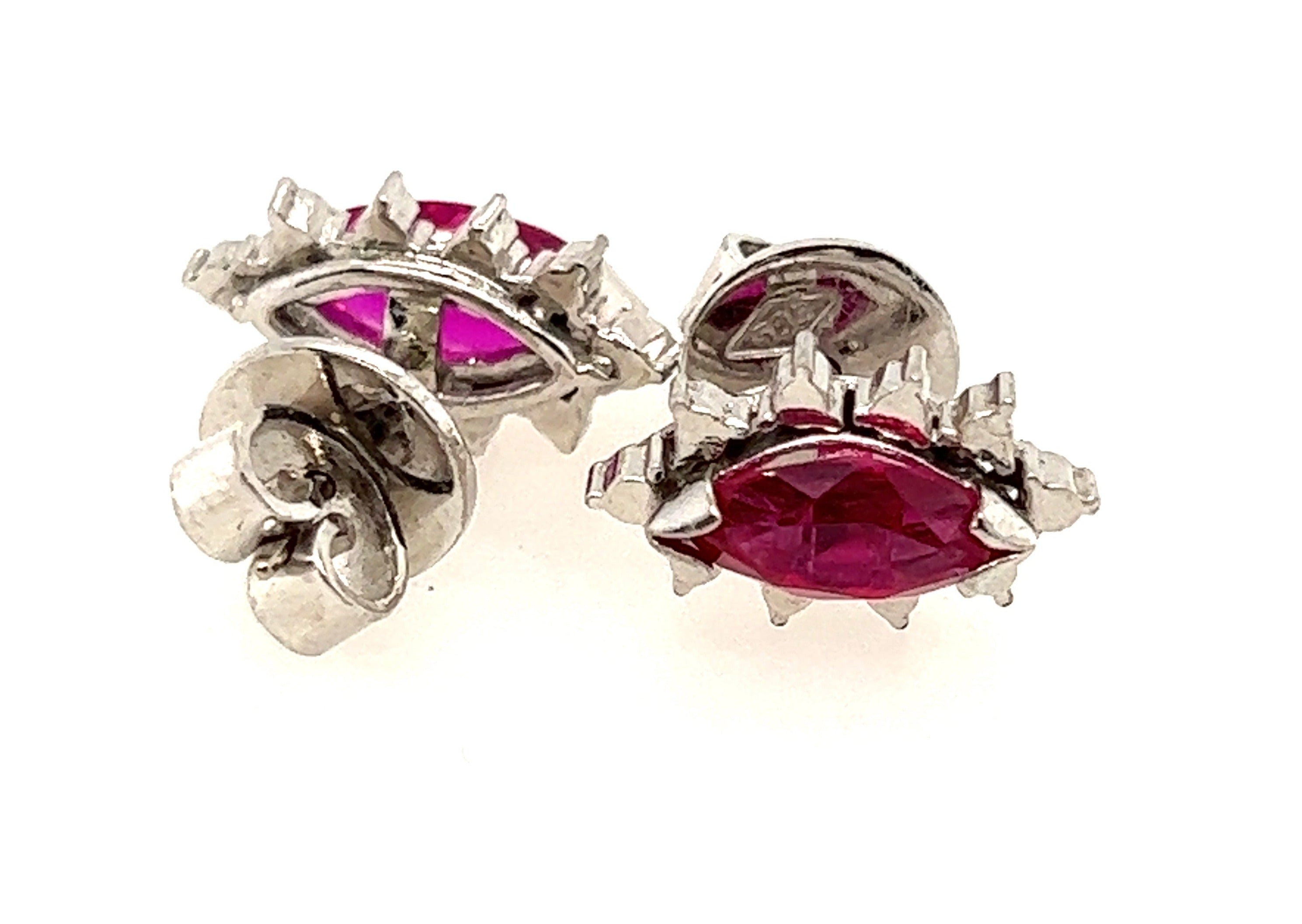 14ct White Gold & Ruby Handmade Stud Earrings
