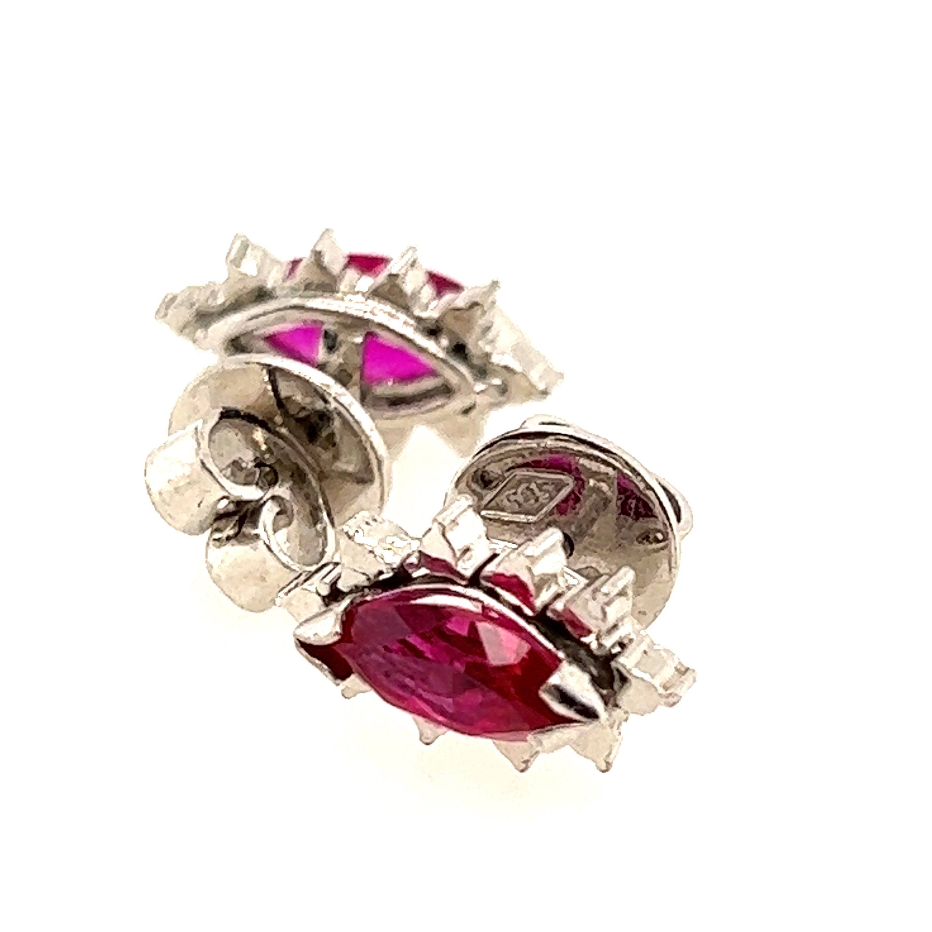 14ct White Gold & Ruby Handmade Stud Earrings