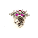 ELEGANT 14CT WHITE GOLD 2 STONE SYNTHETIC RUBY STUD EARRINGS