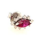 ELEGANT 14CT WHITE GOLD 2 STONE SYNTHETIC RUBY STUD EARRINGS