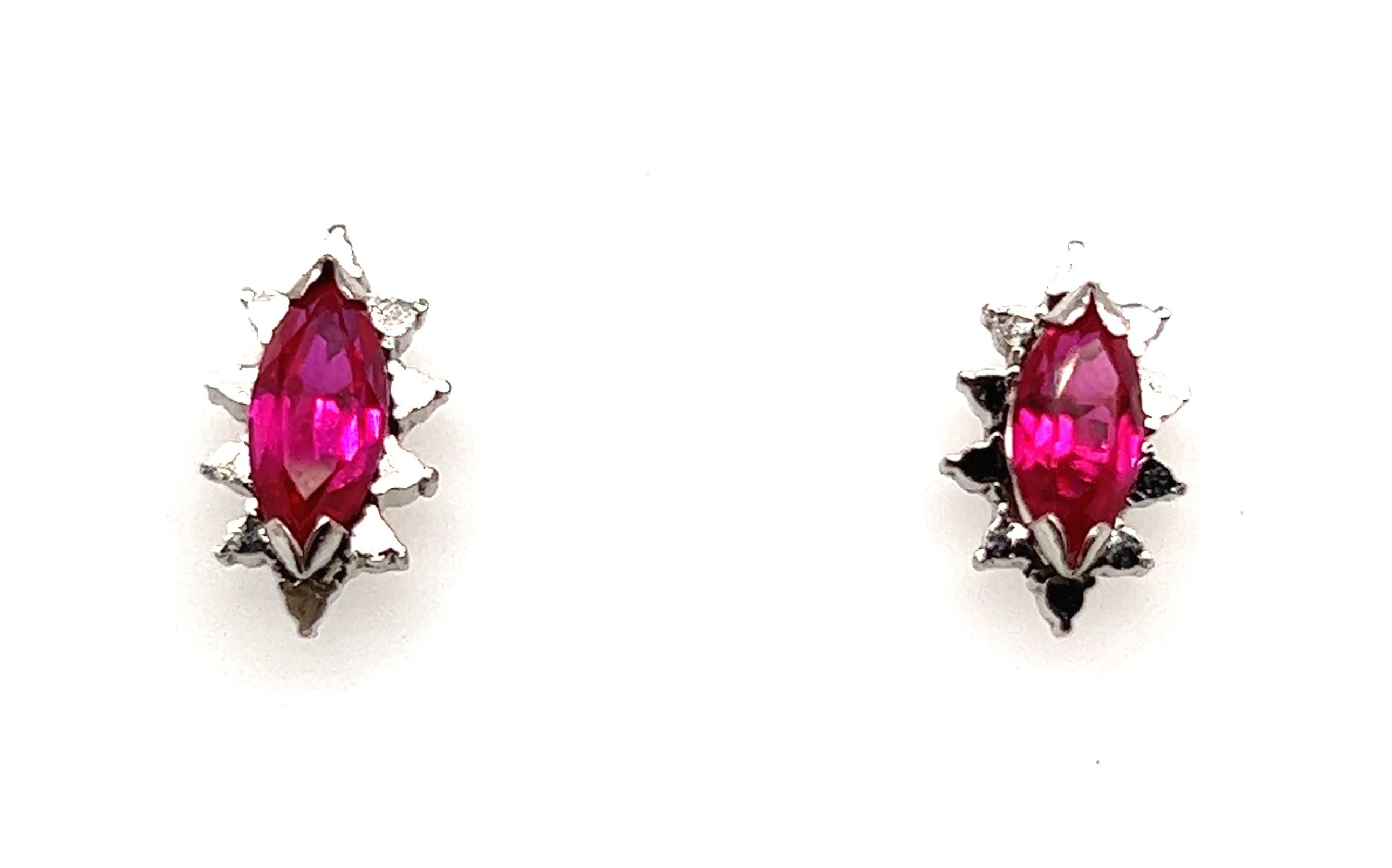 14ct White Gold & Ruby Handmade Stud Earrings