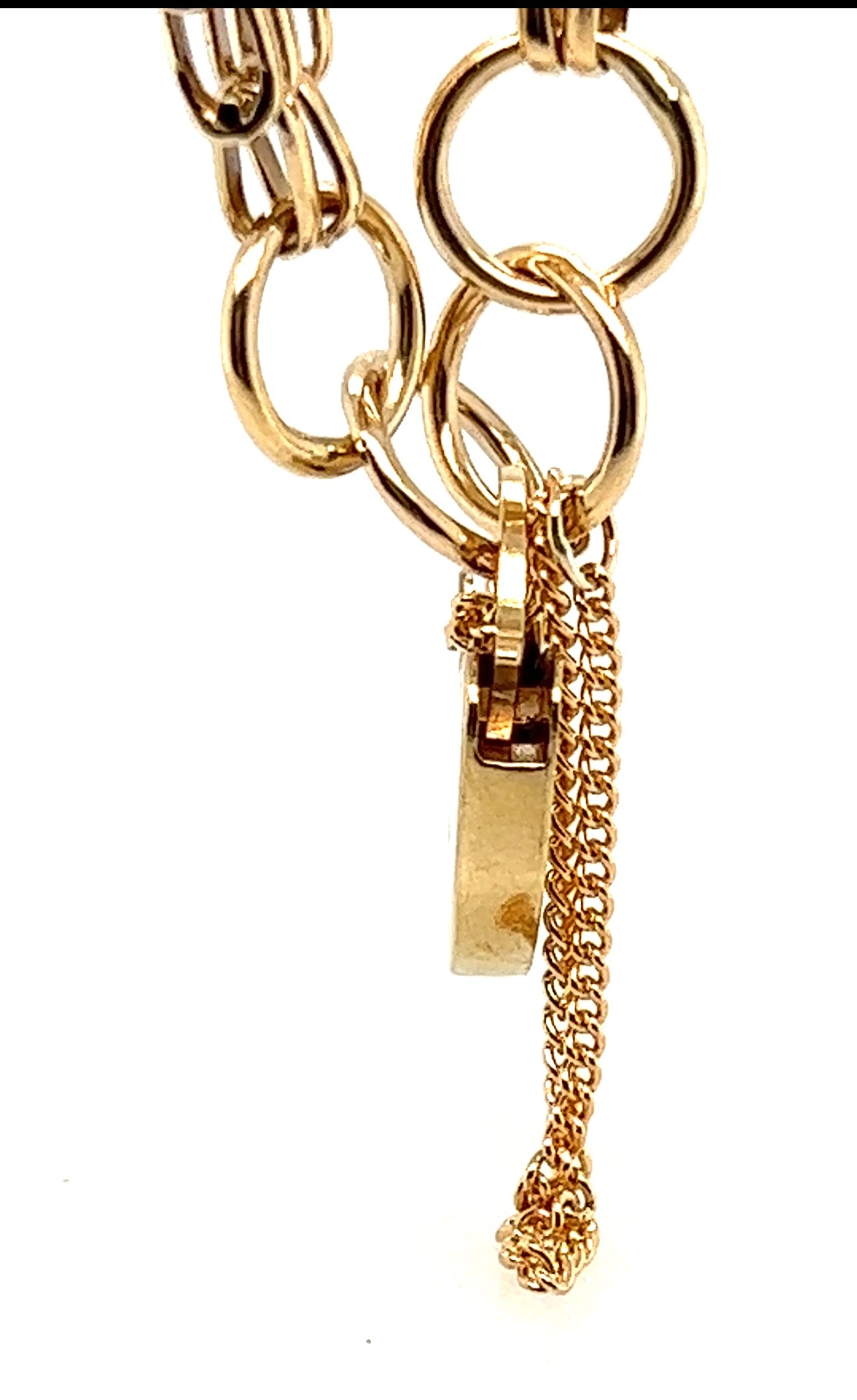 9ct Yellow Gold Gate Bracelet with Engraved Padlock Clasp & Safety Chain