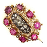 9ct Yellow Gold Ruby & Diamond Victorian Brooch