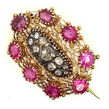 9ct Yellow Gold Ruby & Diamond Victorian Brooch