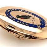 18ct Yellow Gold Opening Locket Brooch Pendant with Enamelled Feature on the Front