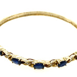 14ct Yellow Gold Sapphire & Diamond Hinged Bangle