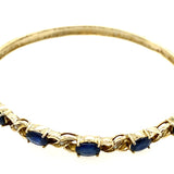 14ct Yellow Gold Sapphire & Diamond Hinged Bangle