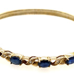 14ct Yellow Gold Sapphire & Diamond Hinged Bangle