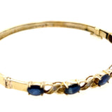 Gorgeous 14ct Yellow Gold Sapphire & Diamond Bangle – A Stunning Statement Piece