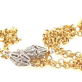 9ct Yellow & White Gold Cable Link Chain Necklace with White Gold Drop Centrepiece