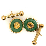 Jade and 14ct Yellow Gold Cuff Links