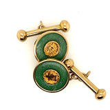 Jade and 14ct Yellow Gold Cuff Links
